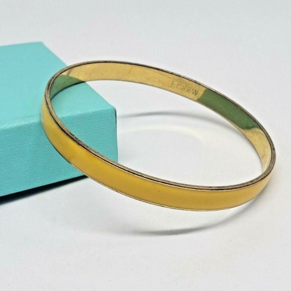J CREW GOLD TONE YELLOW ENAMEL BANGLE BRACELET